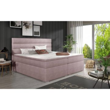 	Pat tapitat boxspring 180 x 200 cm roz prafuit Softy