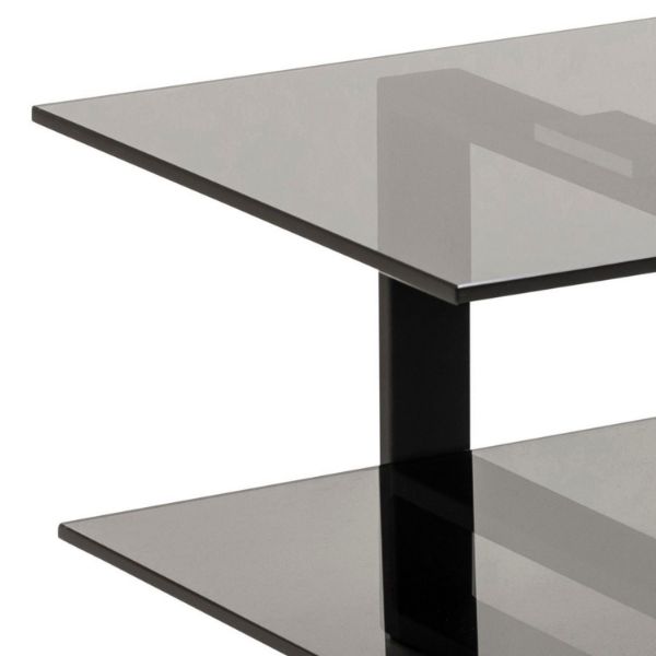 Comoda TV metal negru si sticla fumurie Katerine