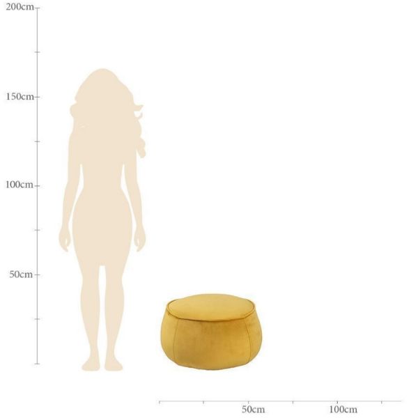 Taburet tapitat rotund galben Mie