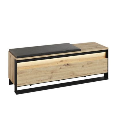 Banca pantofar 135 cm, LED, stejar salbatic, negru, Quant