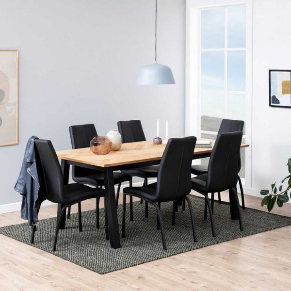 Masa dining fixa 220 cm stejar/negru Brighton