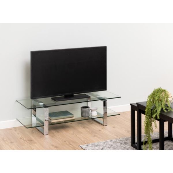 Comoda TV metal cromat si sticla Katerine