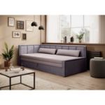 Pat pe colt stanga extensibil 80 x 200 cm mov deschis Fulgeo