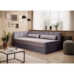 Pat pe colt stanga extensibil 80 x 200 cm mov deschis Fulgeo