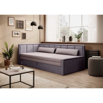 Pat pe colt stanga extensibil 80 x 200 cm mov deschis Fulgeo