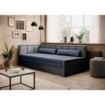 Pat pe colt stanga extensibil 80 x 200 cm gri inchis Fulgeo