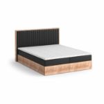 Pat boxspring 180 x 200 cm stejar/negru Peru