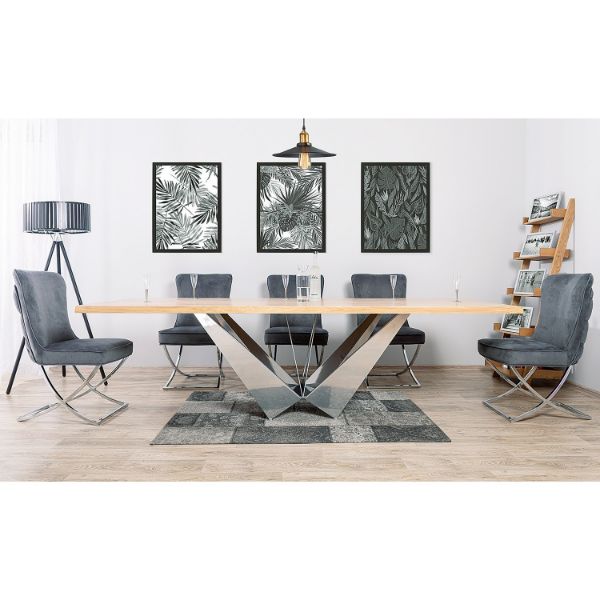 Scaun dining tapitat negru/auriu Scarlet