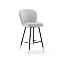 Scaun bar gri deschis/negru-auriu Shelly 60