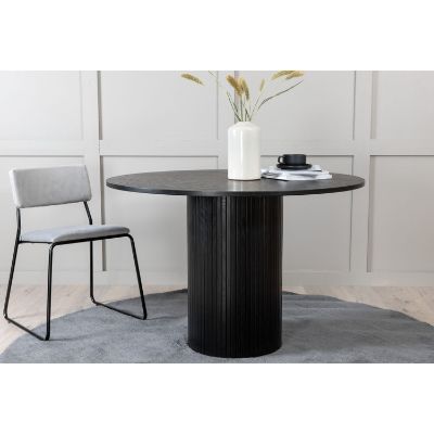 Masa rotunda 110 cm, furnir, negru, Bianca