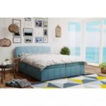 Pat tapitat boxspring 140 x 200 cm albastru Kairo