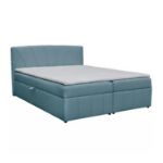 Pat tapitat boxspring 160 x 200 cm albastru Kairo
