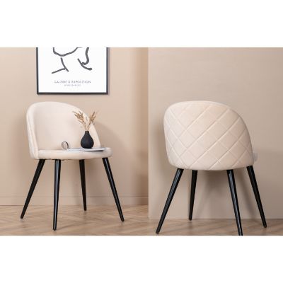 Scaun de dining tapitat bej/negru Velvet II
