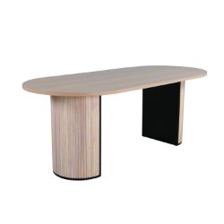 Masa ovala 200 cm, furnir, alb vintage Bianca 