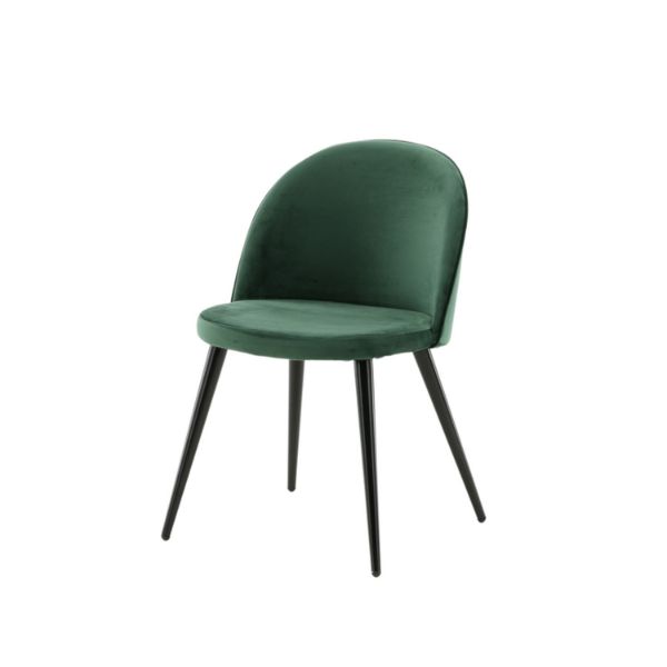 Scaun de dining tapitat verde/negru Velvet