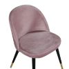 Scaun de dining tapitat roz/negru cu auriu Velvet