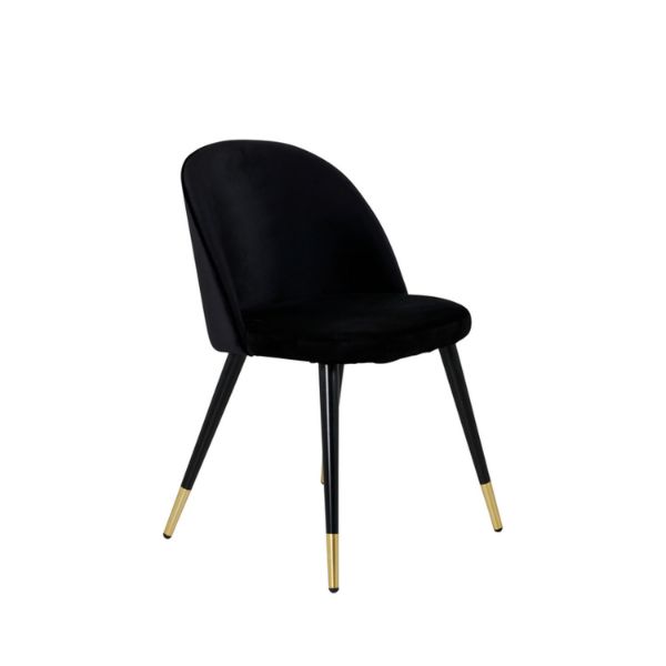 Scaun de dining tapitat negru/auriu Velvet