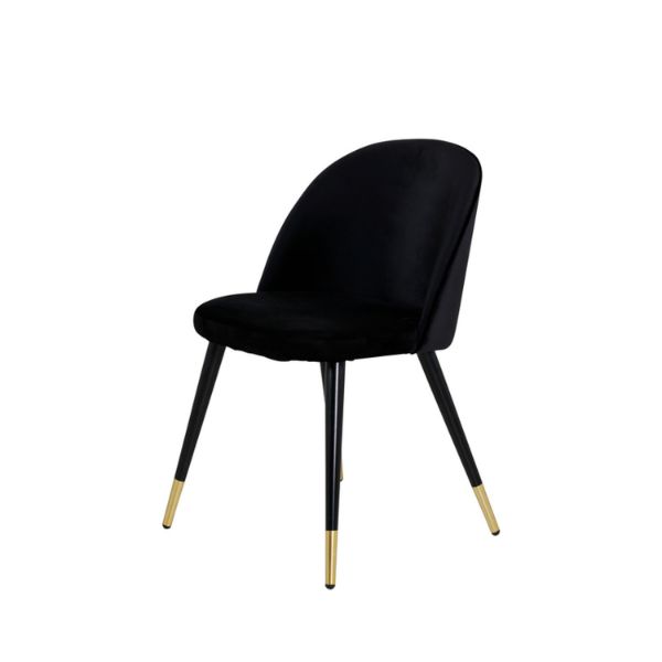 Scaun de dining tapitat negru/auriu Velvet