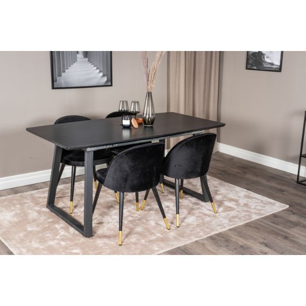 Scaun de dining tapitat negru/auriu Velvet