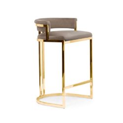 Scaun bar tapitat maro deschis/auriu Vegas 60