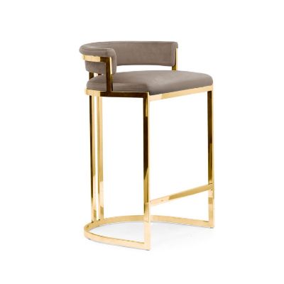 Scaun bar tapitat maro deschis/auriu Vegas 60