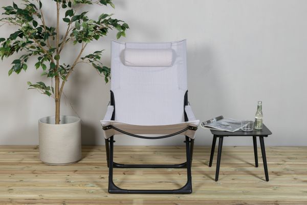 Imagine Seville Foldable Relax Chair 2-pack - Black Frame/Grey Cushion