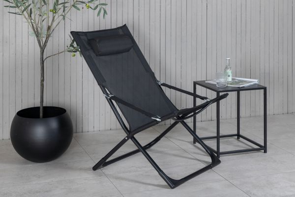 Imagine Seville Foldable Relax Chair 2-pack - Cadru negru/Cușetă neagră