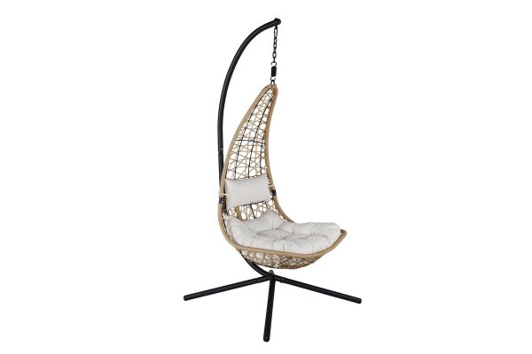 Imagine Edinburgh Hanging chair - Black frame/nature wicker/white cushion