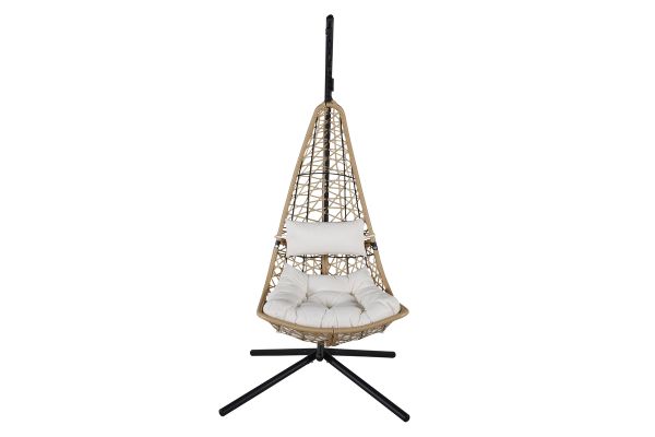 Imagine Edinburgh Hanging chair - Black frame/nature wicker/white cushion