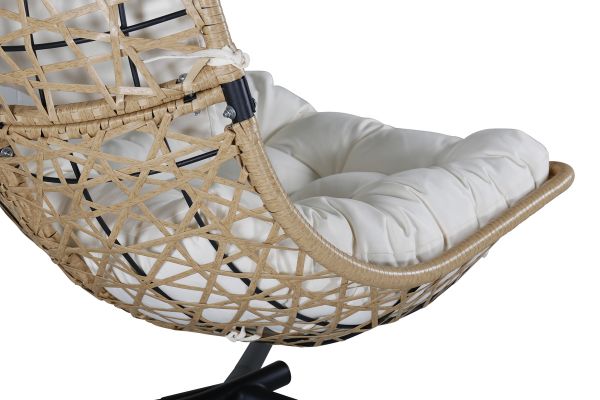 Imagine Edinburgh Hanging chair - Black frame/nature wicker/white cushion