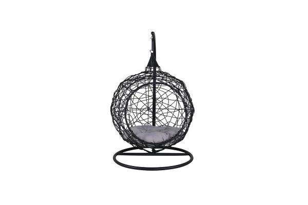 Imagine Lexi Hanging chair- Black frame/black wicker/grey cushion