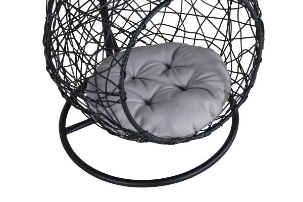 Imagine Lexi Hanging chair- Black frame/black wicker/grey cushion