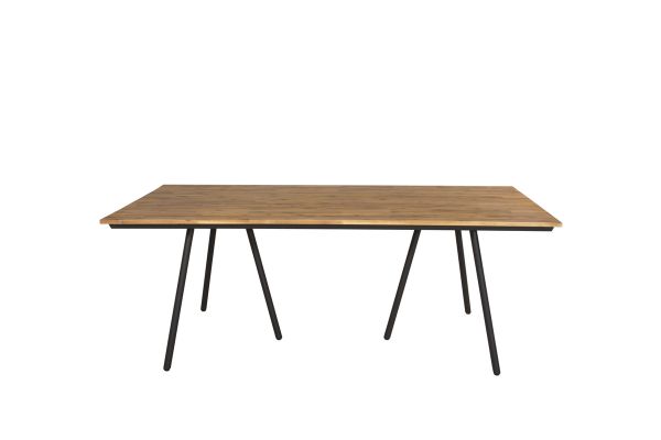 Imagine Masa de dining Chan - Otel Negru / Acacia (aspect teak) - 200cm