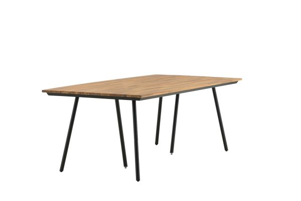 Imagine Masa de dining Chan - Otel Negru / Acacia (aspect teak) - 200cm