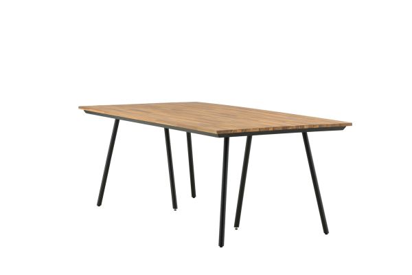 Imagine Masa de dining Chan - Otel Negru / Acacia (aspect teak) - 200cm