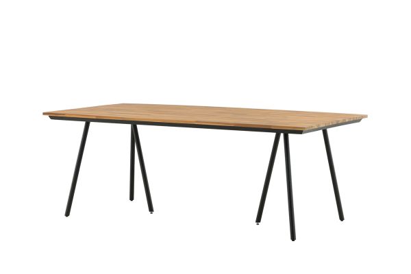 Imagine Masa de dining Chan - Otel Negru / Acacia (aspect teak) - 200cm