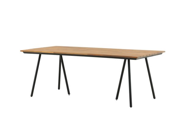 Imagine Masa de dining Chan - Otel Negru / Acacia (aspect teak) - 200cm