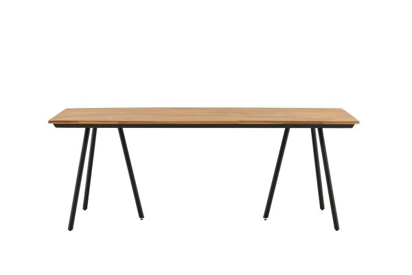 Imagine Masa de dining Chan - Otel Negru / Acacia (aspect teak) - 200cm