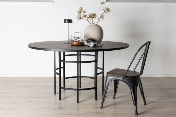 Masa dining rotunda fixa 140 cm negru Copenhaga