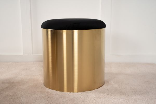 Imagine Puff - Stool ø45 - Black / Shiny Brass