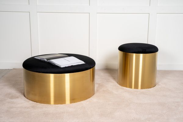 Imagine Puff - Stool ø45 - Black / Shiny Brass