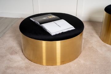 Imagine Puff - Stool ø75 - Black / Shiny Brass