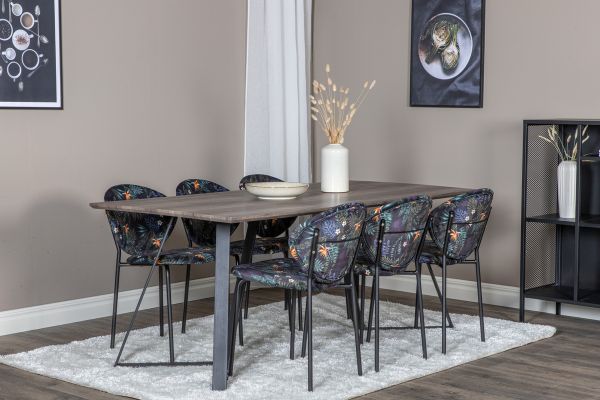 Scaun dining tapitat floral/negru Vault