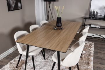 Imagine Masa de dining Silar - 180 cm - "Wood Look" Melamina / Picioare Negre