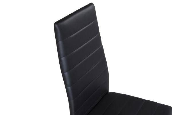 Imagine Scaun de Dining Slim cu spătar înalt 2 bucăți - Picioare negre - Black PU