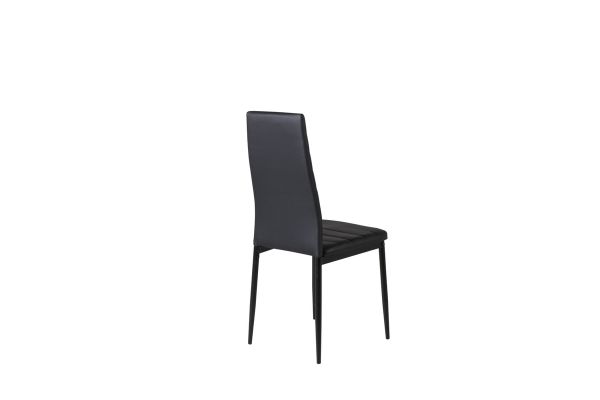 Imagine Scaun de Dining Slim cu spătar înalt 2 bucăți - Picioare negre - Black PU