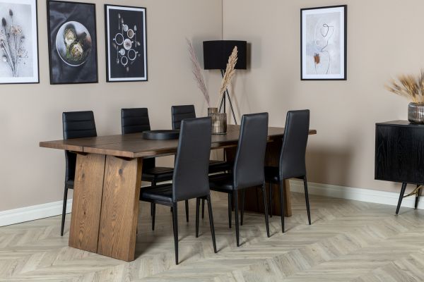 Imagine Scaun de Dining Slim cu spătar înalt 2 bucăți - Picioare negre - Black PU