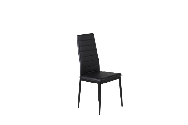 Imagine Scaun de Dining Slim cu spătar înalt 2 bucăți - Picioare negre - Black PU