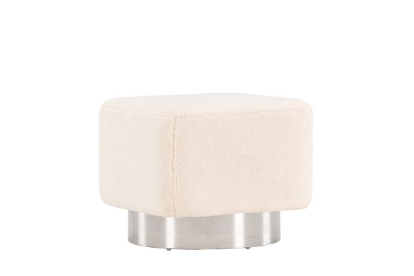 Imagine Newton Ottoman/Pouf - Silver / Fleece Offwhite