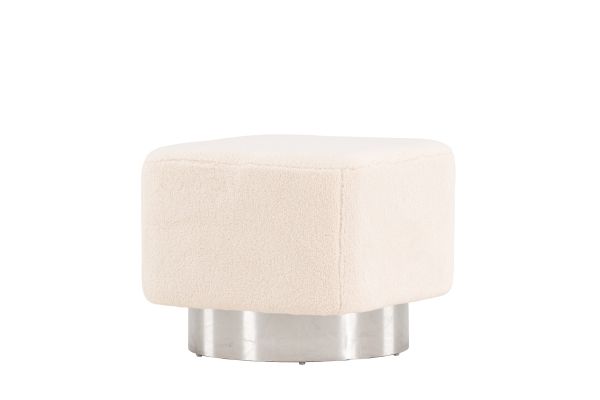 Imagine Newton Ottoman/Pouf - Silver / Fleece Offwhite